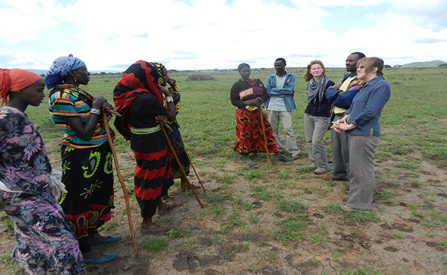 Kath Hindley (right) meeting with local women in Borena