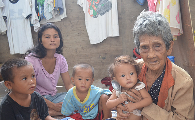 One 99 year old woman who escaped the typhoon is now living in the evacuation centre in Bogo city