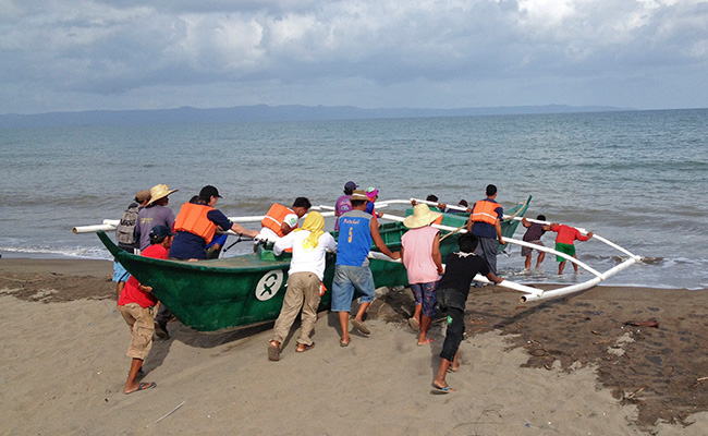 Launching newly built Oxfam boat