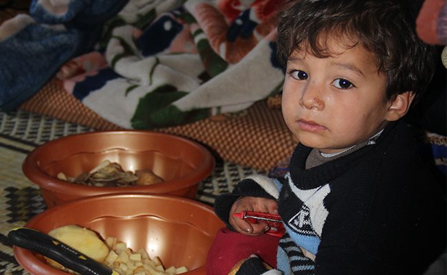 Syrian refugee child, living in Sidon University, Lebanon